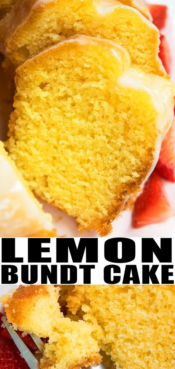 LEMON BUNDT CAKE RECIPE- Best, quick, easy, classic, old fashioned, homemade with simple ingredients. Starts off with yellow cake mix box. Loaded with cream cheese or sour cream, lemon juice, zest. Soft and moist with a tangy lemon glaze. Doctored cake mix recipe. Can also add blueberry or raspberry. From CakeWhiz.com #lemon #cake #glaze #cakemix #dessert #baking