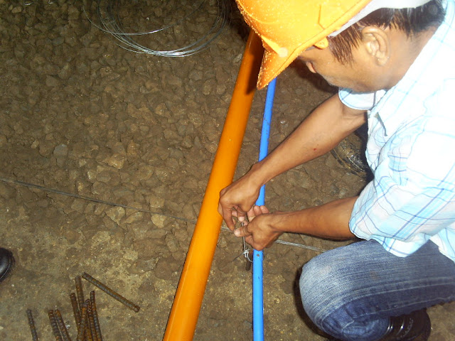 Securing the pipe with GI tie wire