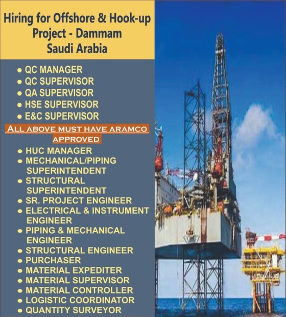 Offshore job in Saudi Arabia - Offshore and Hook Up project