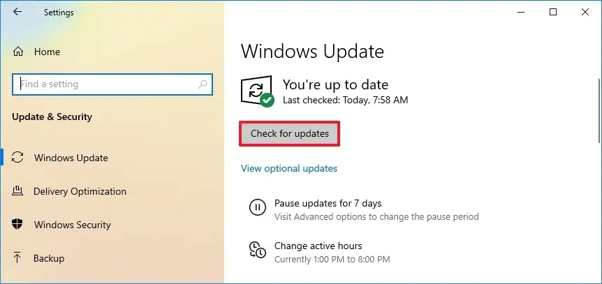 windows 10 check updates