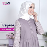 Koleksi Mutuf Terbaru Gamis Resyana Baju Muslim Polos Kombinas Polkadot Anggun Elegan Best Seller Model Terbaru