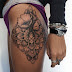 Xmas Flower Decorative Tattoo On Hot Girl Thigh