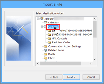merge contacts folders in outlook