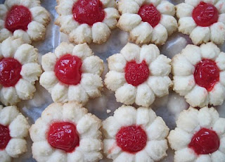 spritz cookies with marachino cherries