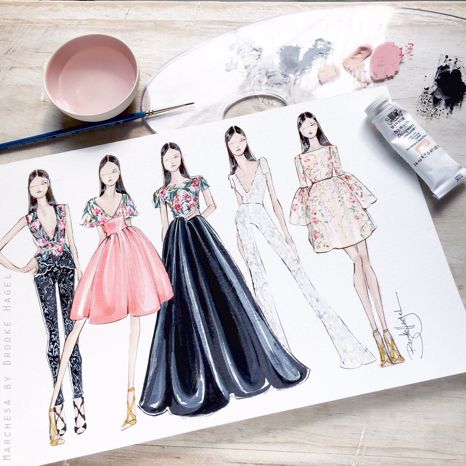 Premium Vector | Beautiful girl on elegance black dress fashion illustration