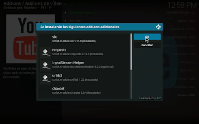 Instalar addon YouTube en Kodi