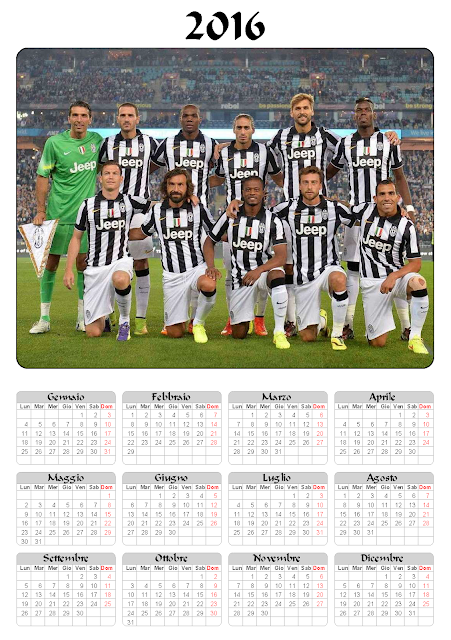 Calendario 2016 - Juventus