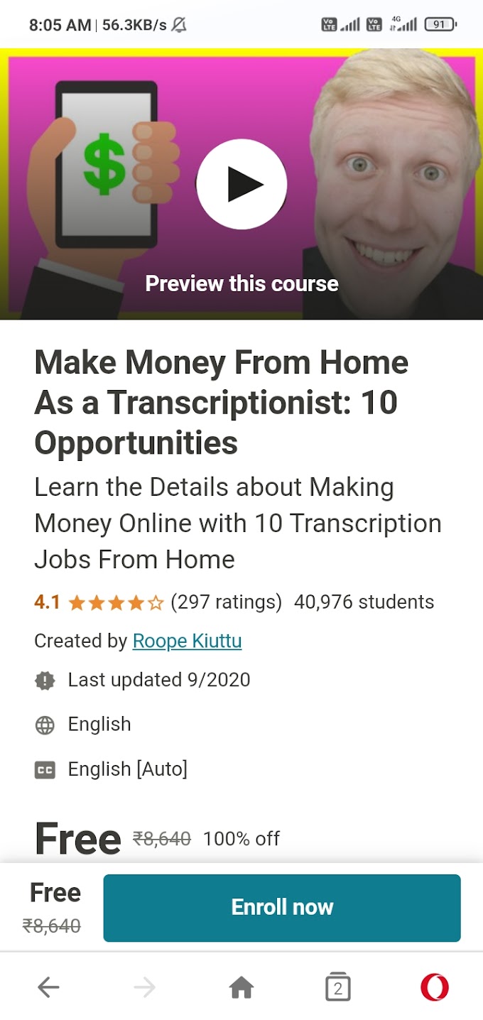 Make Money From Home As a Transcriptionist: 10 Opportunities || Udemy paid Course for free