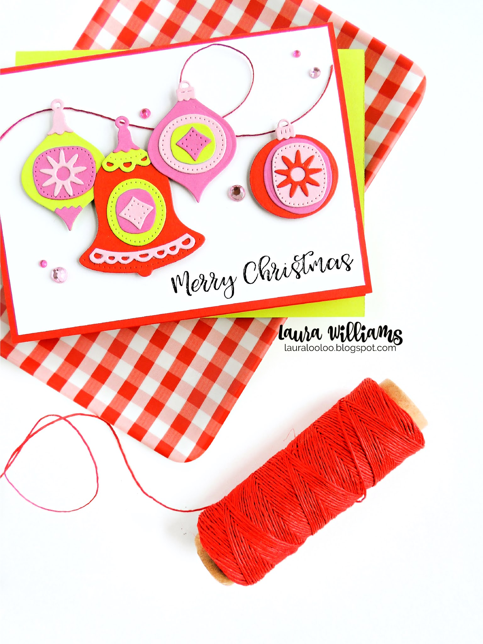 Craft your own bright and colorful retro die cut ornaments for handmade cards and crafts using dies from Impression Obsession for holiday cardmaking! Click for all the details to assemble this fun card idea.