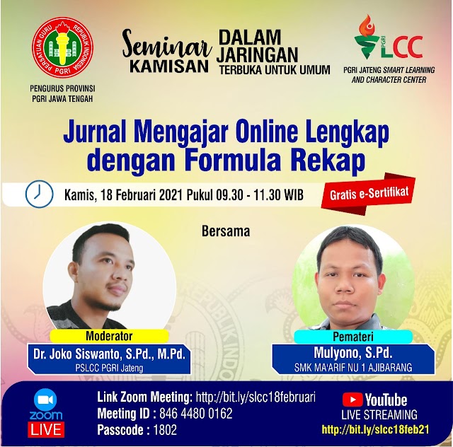 Jurnal Mengajar Online Lengkap dengan Formula Rekap  