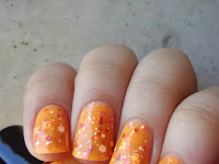 Bright Orange Nails With Glitter