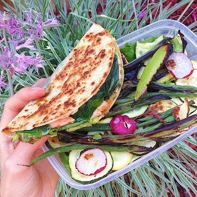 s one-half an threescore minutes past times your park dinner fourth dimension as well as 5-Minute Crunchy Greens Quesadilla (Gluten Free, Vegan)