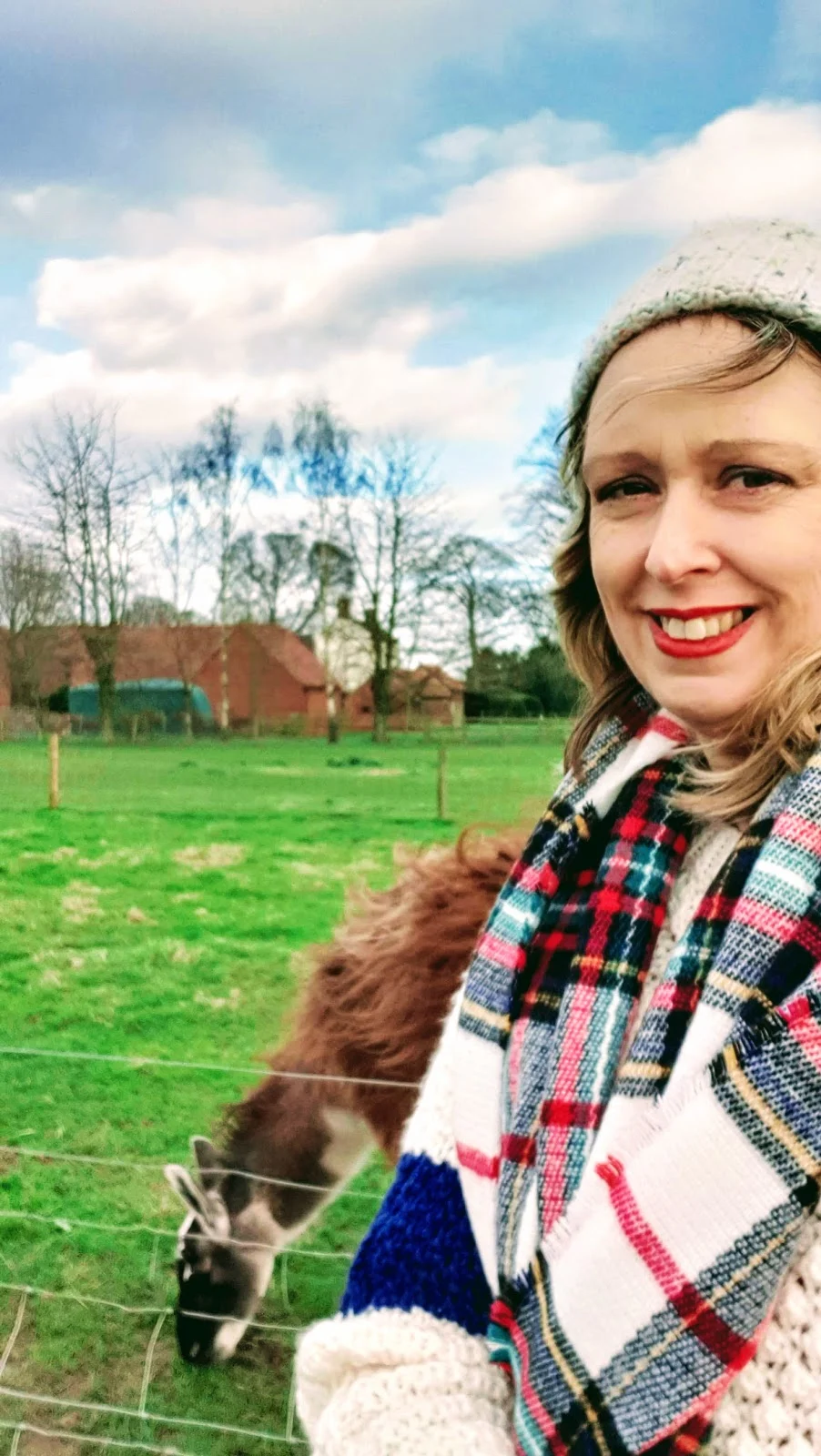 But First Llama Take A Selfie | Cosy Jumper, Woolie Hat And Tartan Scarf