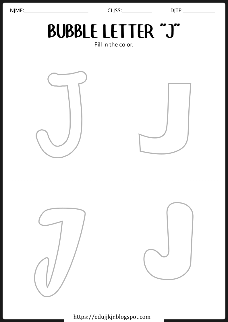 Bubble Letter J Worksheet