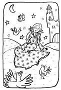 Zoup, j'ai failli oublier le coloriage de la semaine ! (coloriage princesse oiseau)