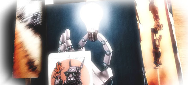 Robots with butterflies, light bulbs, and tigers