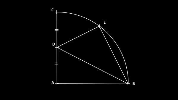 Triangle rectangle dans quart de cercle Construction