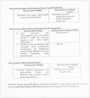 Hasil PanJa P3SON Hambalang DPR ini yg diikuti Pemerintah (saat itu) men-STOP Proyek