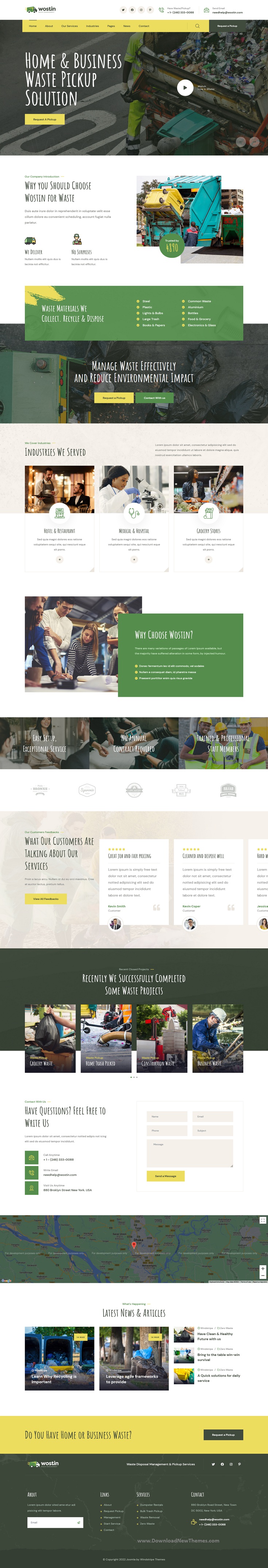 Wostin - Waste Pickup Services Joomla 4 Template Review