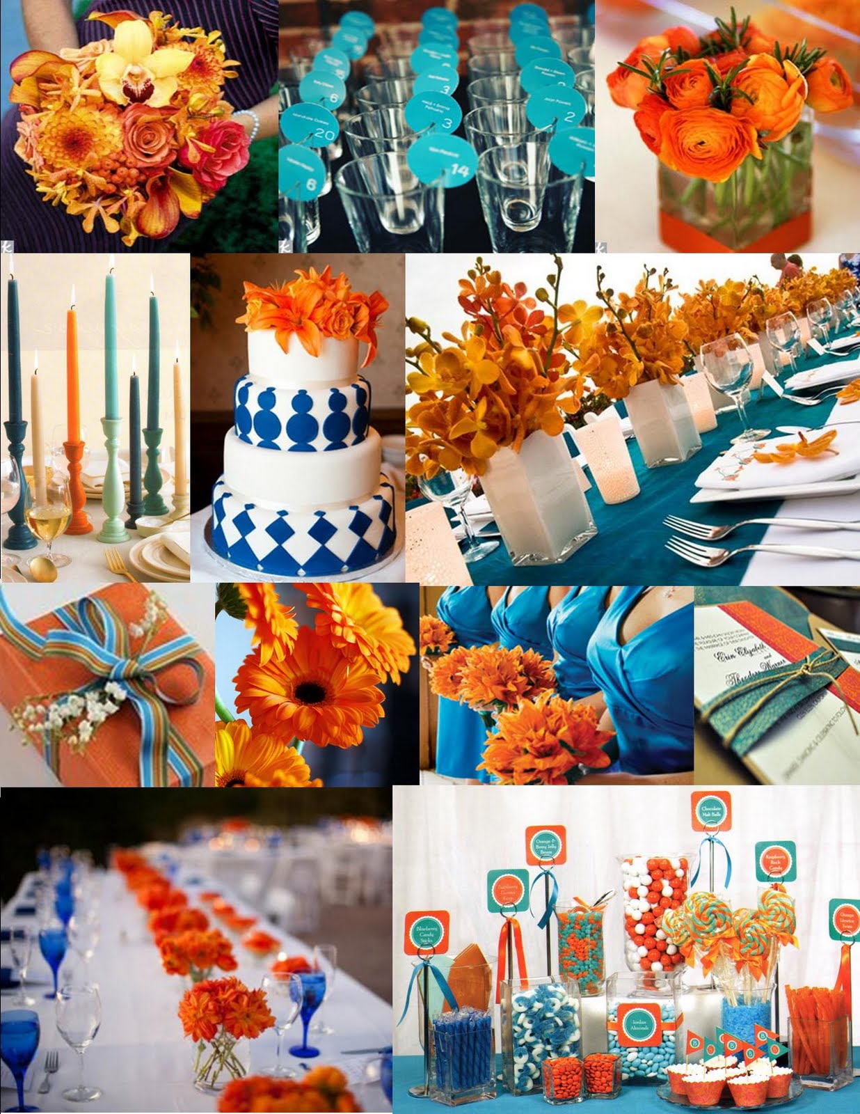 orange and blue wedding