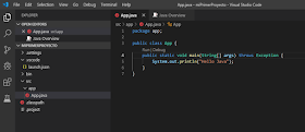 Estructura de carpeta del proyecto JAVA en Visual Studio Code