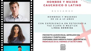 CASTING en REPÚBLICA DOMINICANA: Se busca HOMBRE y MUJER de 26 a 43 años para proyecto audiovisual hotelero en CAPCANA y PUNTACANA