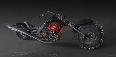 HEARTBIKE <MOTO-CORAZÓN> | “This bike belongs to a futuristic demon. She collects hearts from dead souls and uses as a power source of it. I spent more time for 3d modeling of this design than usual. Had a chance to explore 3D MOI for engine parts and overall shape was done with Z-brush ( love Z-modeler a lot smiley )” INKYUNG