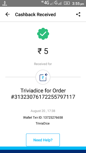 paytm triviadice trick