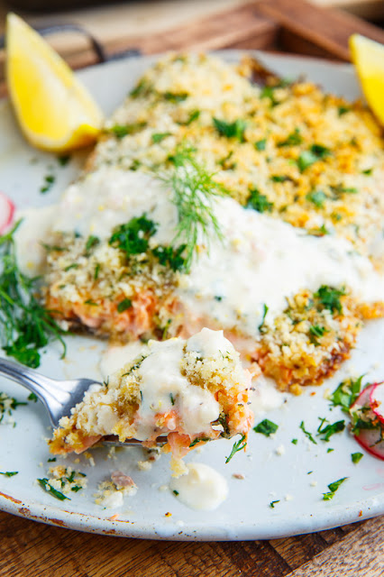 Parmesan and Herb Crusted Trout with Lemon Cream Sauce