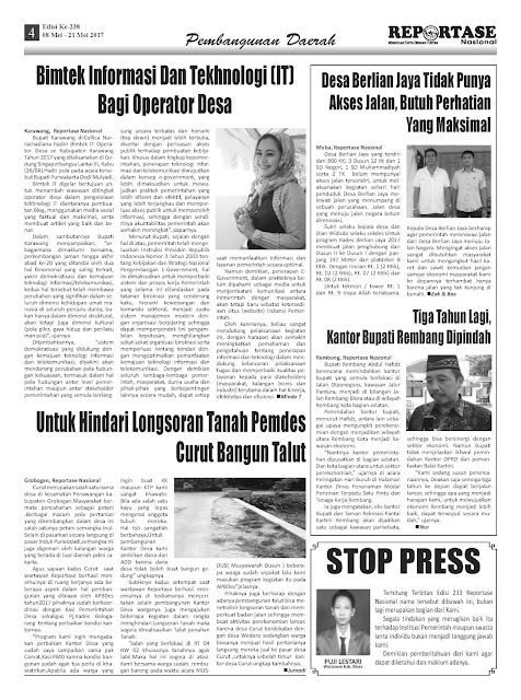 Reportase Nasional Edisi 238 Tanggal 8 Mei - 21 Mei 2017