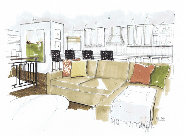 living room and kitchen desaturated