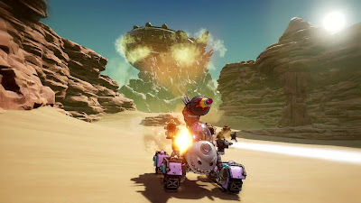 Engaging in vehicle combat in Sand Land, showcasing diverse gameplay mechanics in the open-world action RPG.