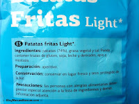 Ingredientes de las patatas fritas light DIA