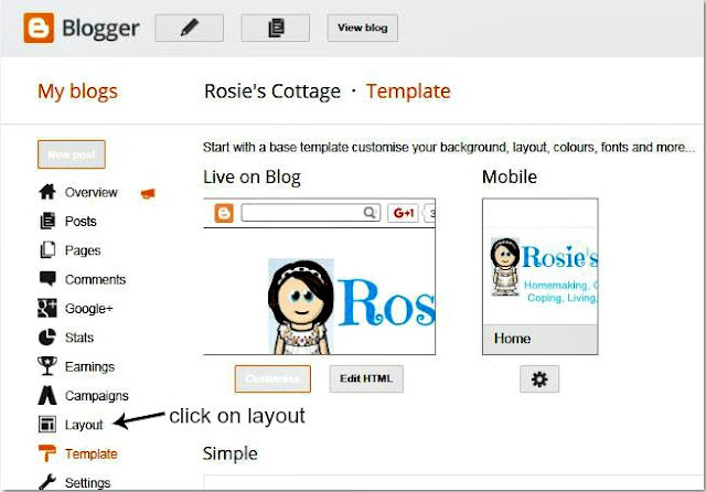 Opening The Layour Page In Blogger