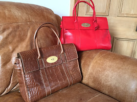 Mulberry Bayswater in red glossy goat and oak printed nvt