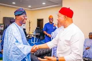 Governor of Lagos State, Babajide Sanwo-Olu, with fellow Governors at the valedictory meeting of the Nigeria Governors Forum