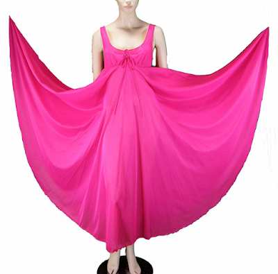 Hot pink Olga nightgown with Empire waist and full sweep