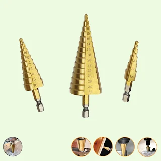 Two flute step drill bit design provides faster smoother and cleaner cuts each step is clearly labeled with the depth diameter in steps hown - store