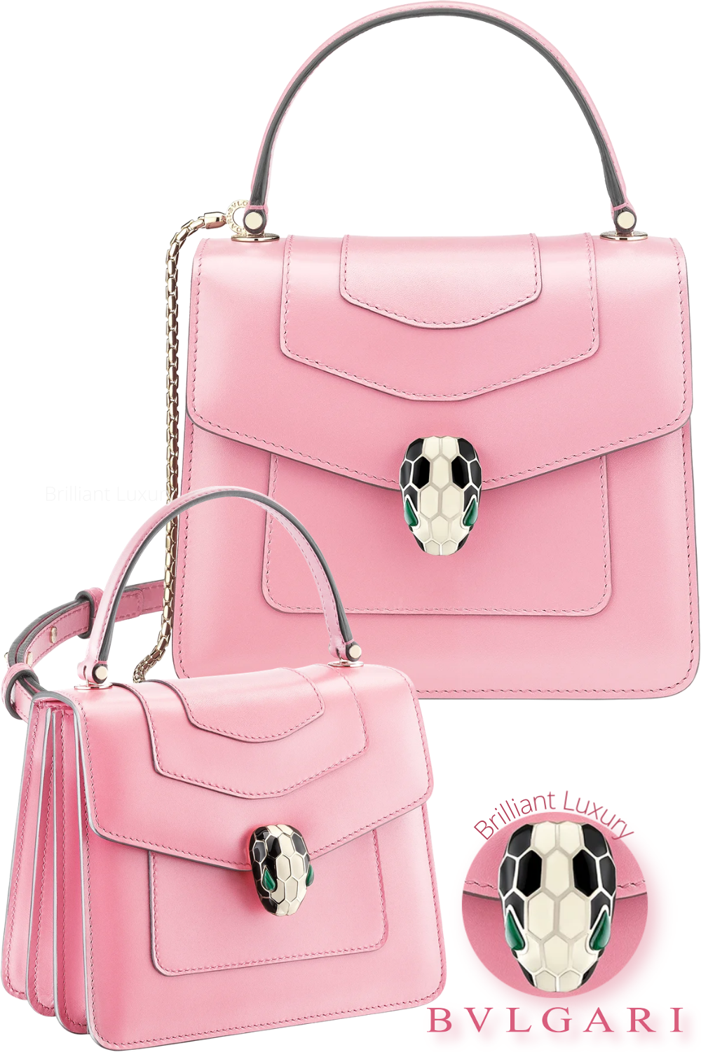 ♦Bvlgari Serpenti Forever crossbody bag in flamingo quartz calf leather #bvlgari #bags #brilliantluxury