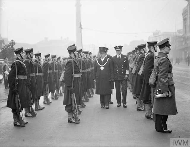 The Royal Navy commander of the Western Approaches inspecting the troops at Liverpool on 19 January 1942 worldwartwo.filminepctor.com