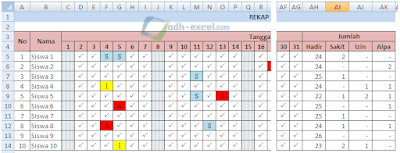 adh-excel.com Rekap absensi per hari excel