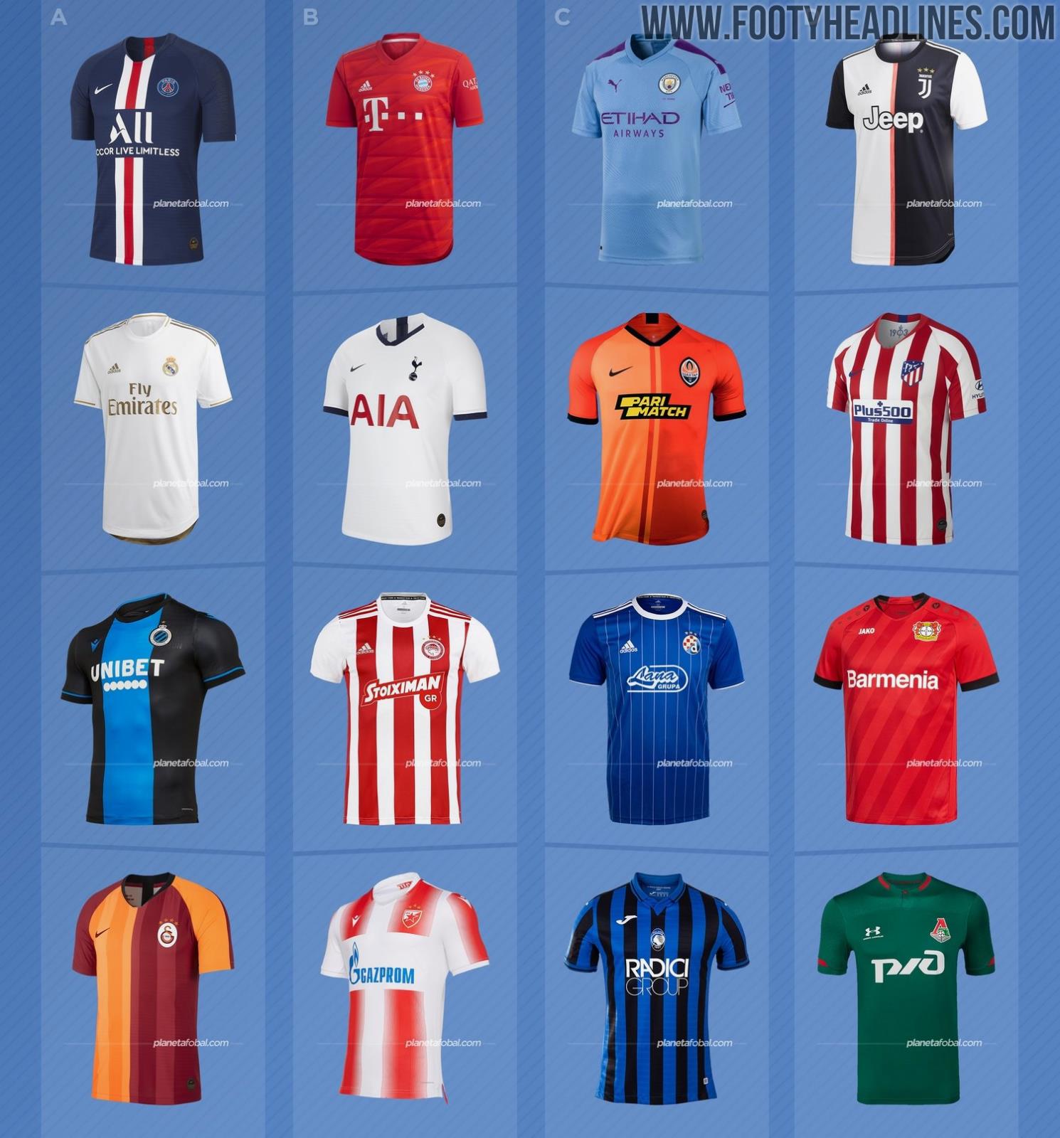 Overview All 32 Teams 19 Uefa Champions League Kits Footy Headlines
