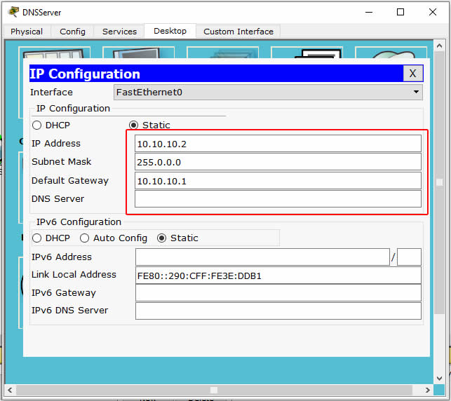 Konfigurasi IP DNS Server