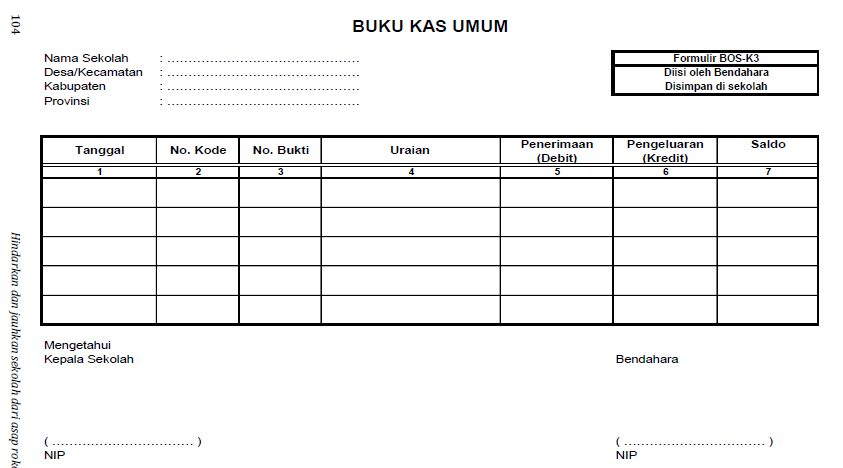 FORMAT BUKU KAS UMUM (BOS K-3)  deuniv