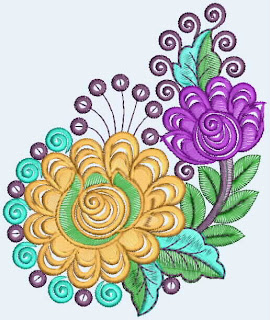 glorious computer embroidery design for patch work with cool color combination