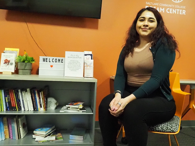 Brenda Santoyo, Dream Center manager, sitting in the new dream center