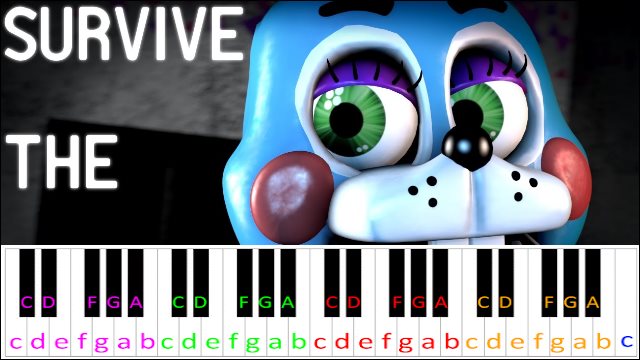 Survive the Night (Five Nights at Freddy's) Hard Version Piano / Keyboard Easy Letter Notes for Beginners