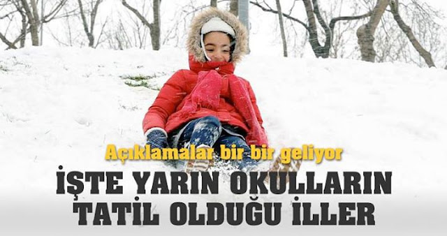 11 ocak 2017 hangi iller de okullar tatil? 12 ocak 2017 hangi iller de okullar tatil? yarın okullar tatil mi