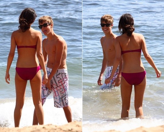 justin bieber selena gomez hawaii vacation. hair Justin Bieber and Selena
