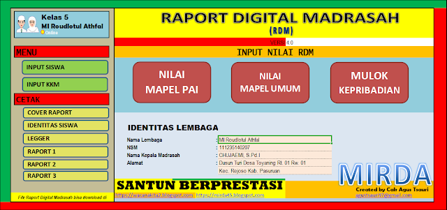Raport Digital Madrasah versi Exel